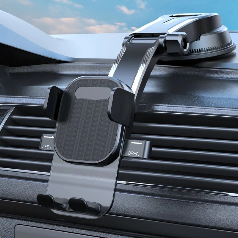 Push-type car phone holder black