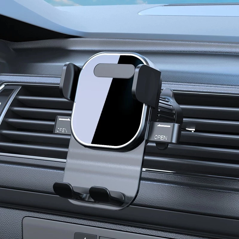 Self-locking dashboard car phone holder