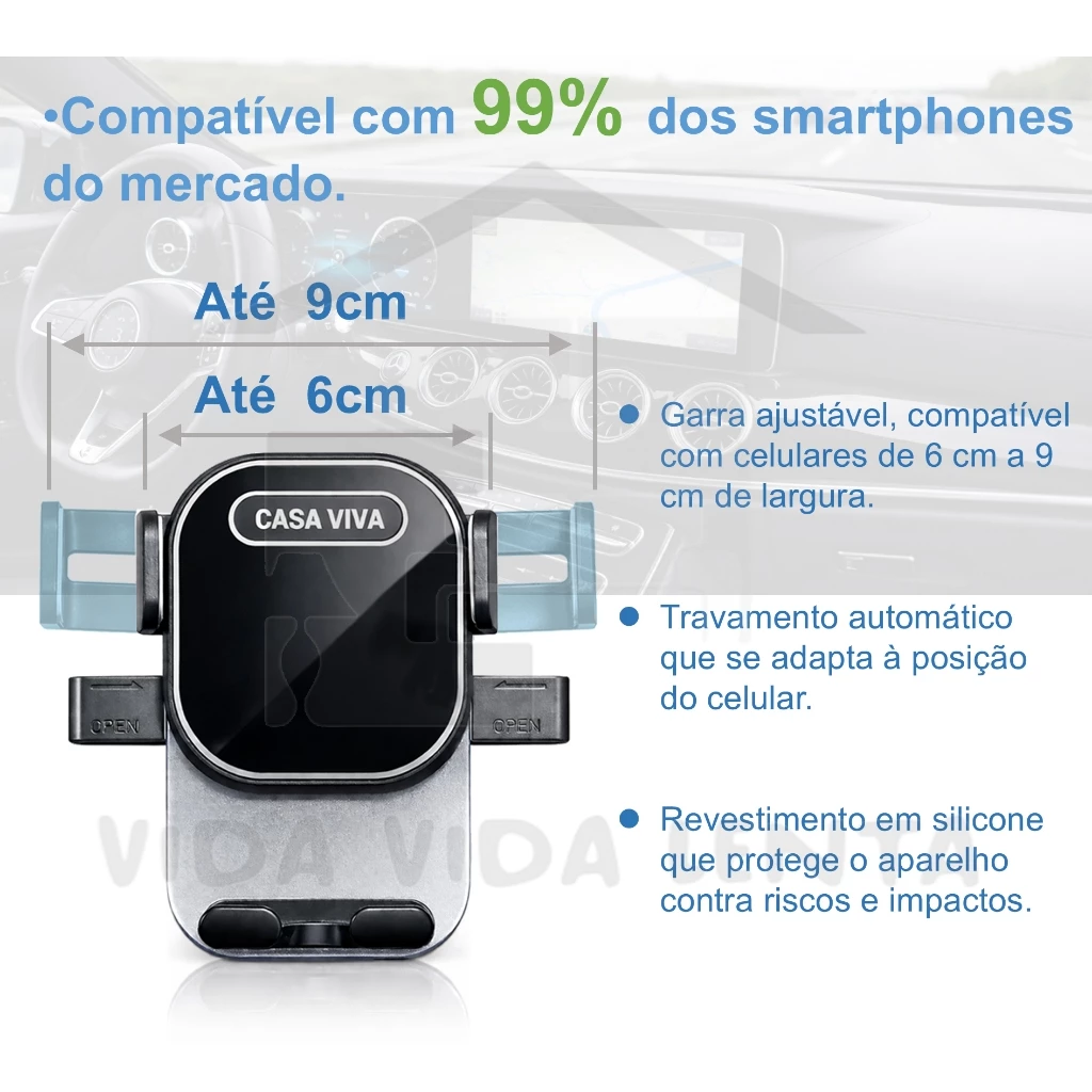 Self-locking car phone holder with charging port